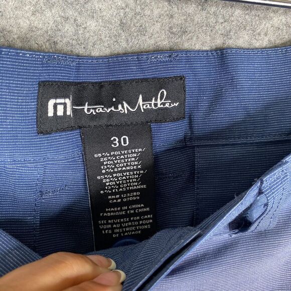Travis Mathew Shorts Men's 30 Blue Golf Flat Front Chino 10 inch Inseam Stretch - Picture 5 of 6
